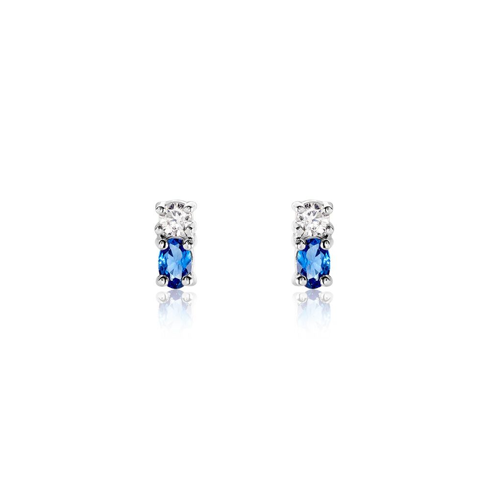 Boucles D'oreilles Puces Argent Blanc Augusts Oxydes De Zirconium - Puces Femme | Marc Orian