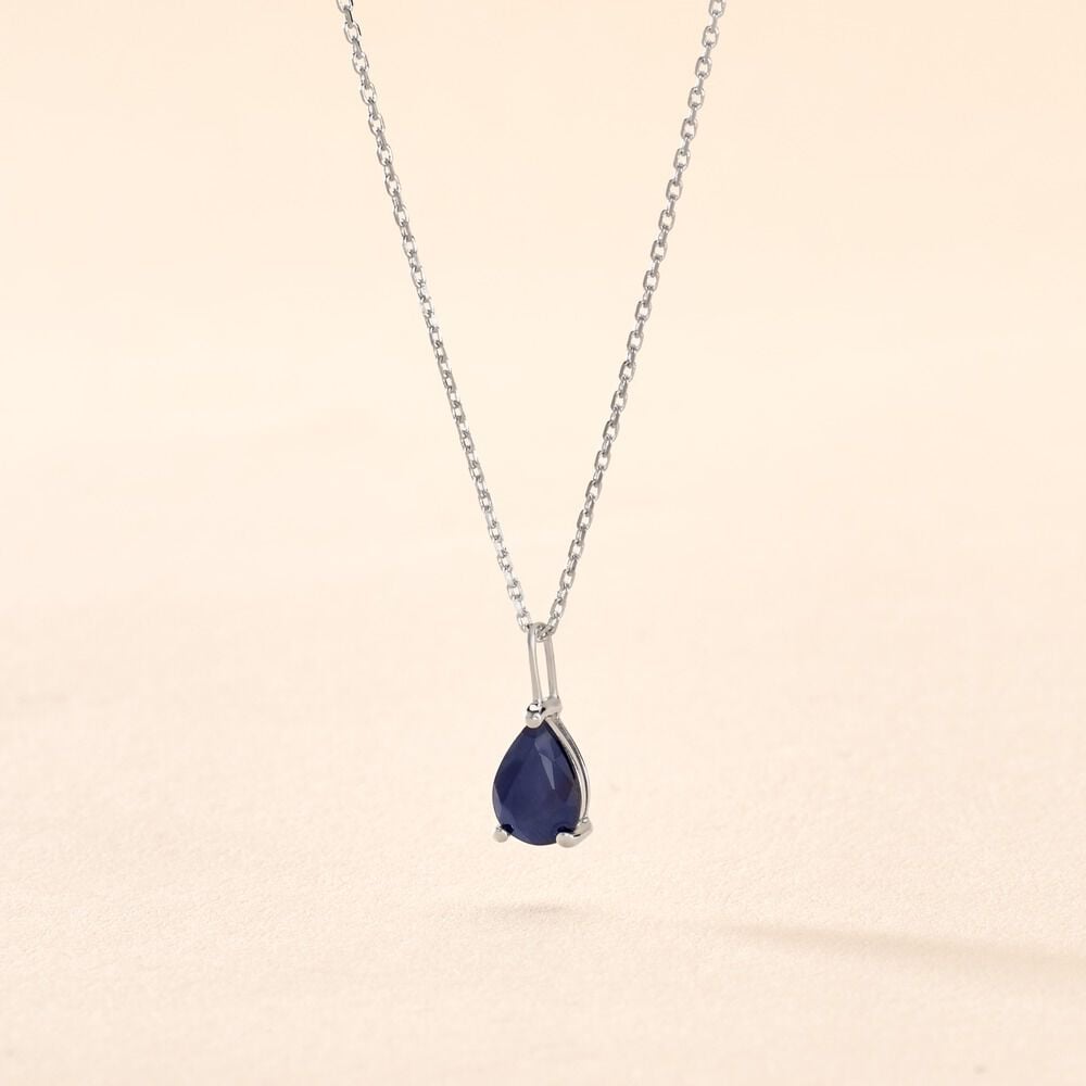 Collier Goutte Or Blanc Saphir - Colliers avec pierres Femme | Marc Orian