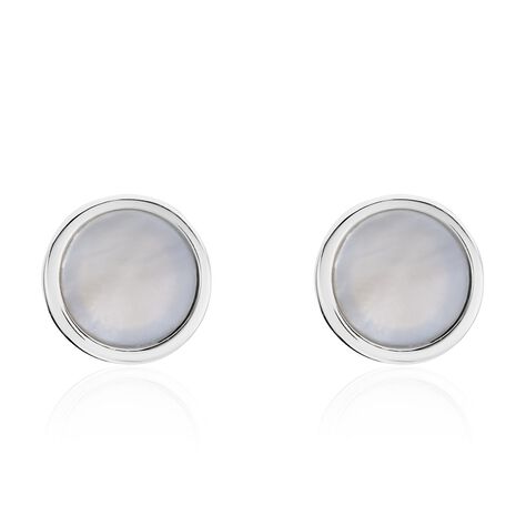 Boucles D'oreilles Puces Zealie Argent Blanc Nacre - Clous d'oreilles Femme | Marc Orian
