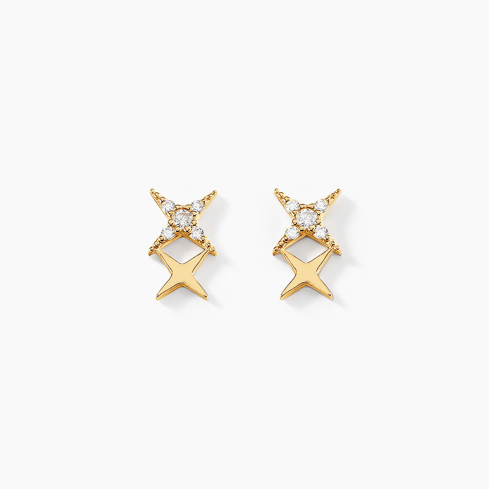 Boucles D'oreilles Puces Lumiere Or Jaune Oxyde De Zirconium - Puces Femme | Marc Orian