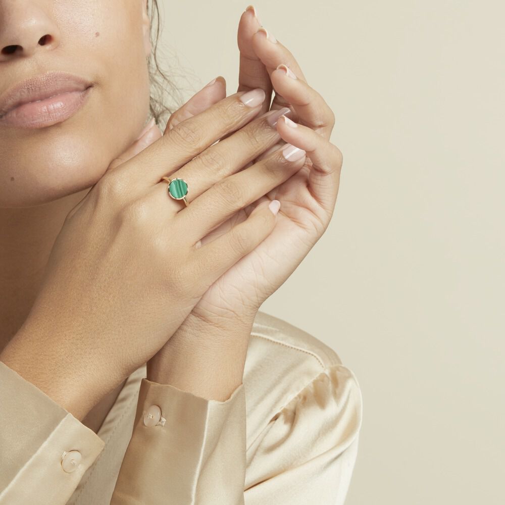 Bague Plaqué Or Neassa Malachite - Bagues avec pierre Femme | Marc Orian