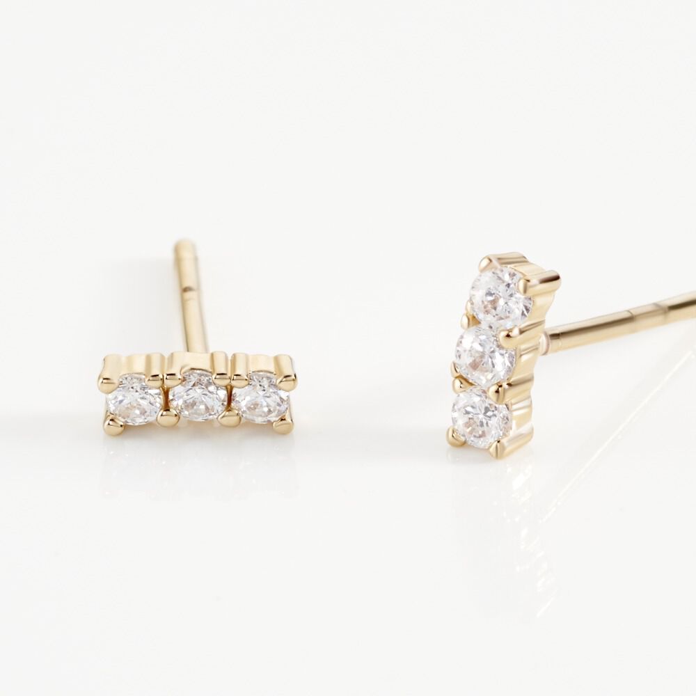 Boucles D'oreilles Puces Plaqu&eacute; Or Jaune Alodia Oxydes De Zirconium - Puces Femme | Marc Orian