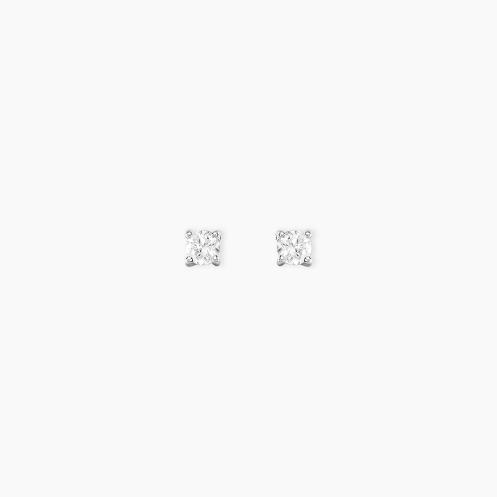 Boucles D'Oreilles Puces One Or Blanc Diamants - Boucles d'oreilles mariage Femme | Marc Orian