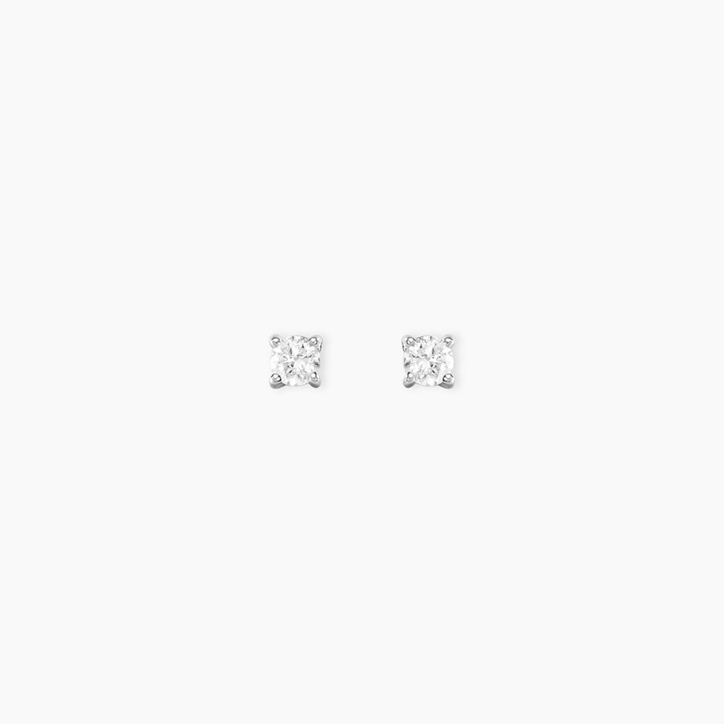 Boucles D'Oreilles Puces One Or Blanc Diamants - Boucles d'oreilles mariage Femme | Marc Orian