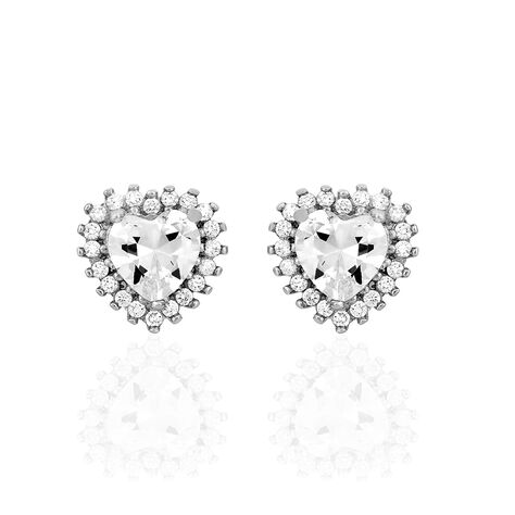 Boucles D'oreilles Puces Calvi Argent Blanc Oxyde De Zirconium - Puces Femme | Marc Orian
