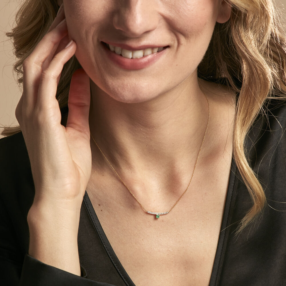 Collier Emeald Is The New Black Or Jaune Emeraude Diamant - Colliers avec pierres Femme | Marc Orian
