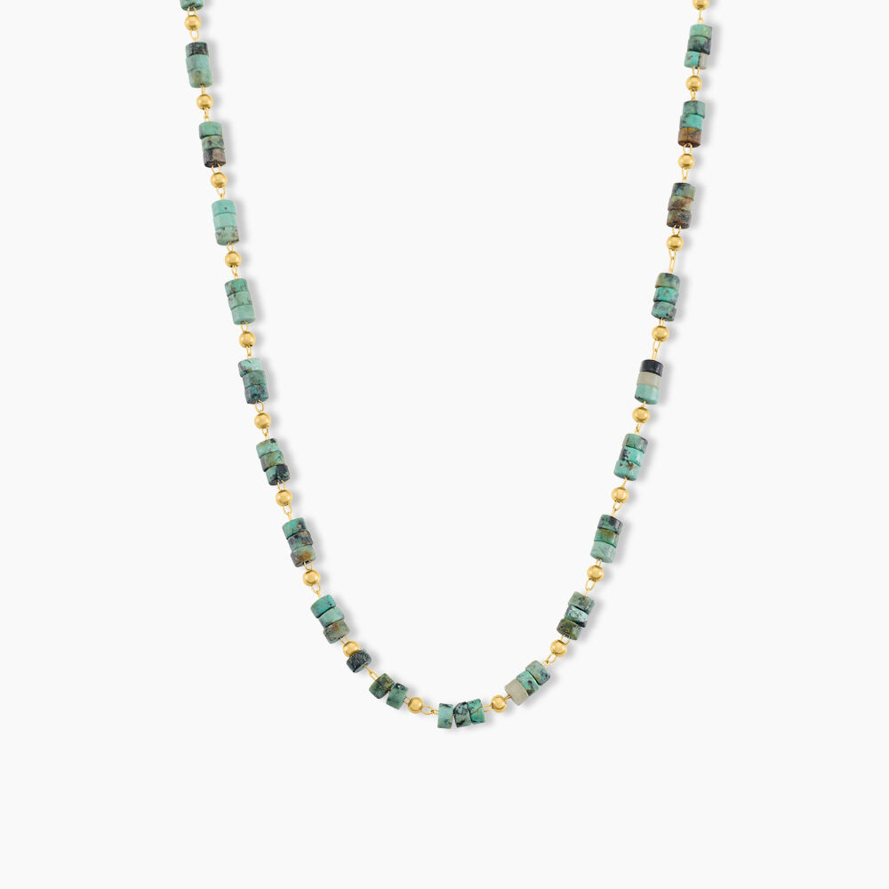 Collier Athena Acier Dor&eacute; Jaspe Africain - Colliers avec pierres Femme | Marc Orian