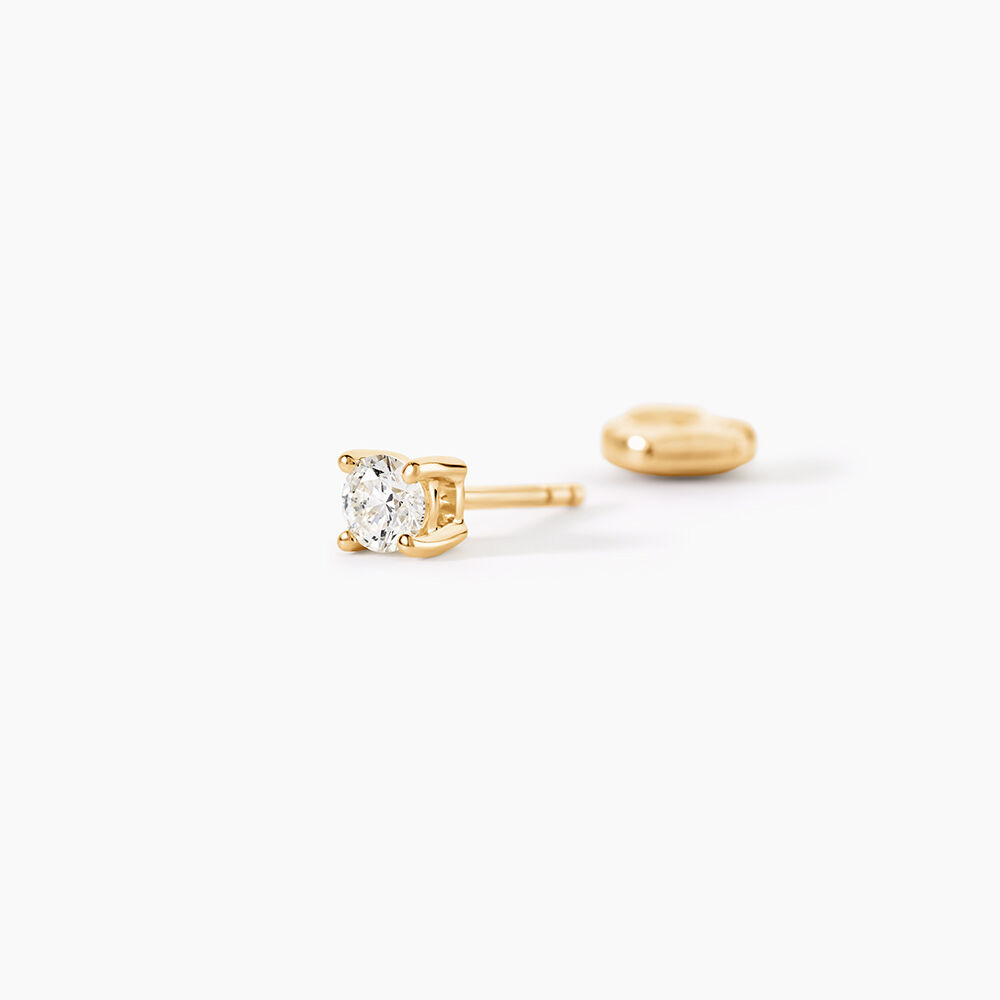 Boucles D'Oreilles Puces One Or Jaune Diamants - Boucles d'oreilles mariage Femme | Marc Orian