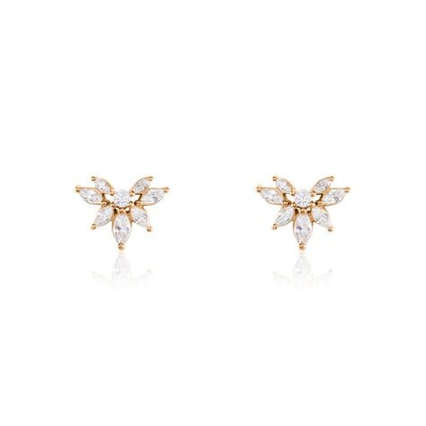 Boucles D'oreilles Puces Davena Argent Rose Oxyde De Zirconium - Puces Femme | Marc Orian