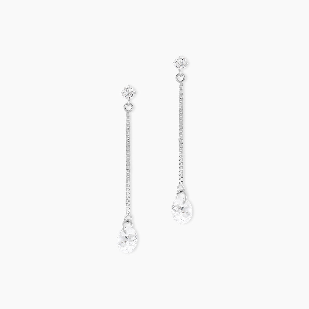 Boucles D'oreilles Pendantes Regane Or Blanc Oxyde De Zirconium - Pendantes Femme | Marc Orian