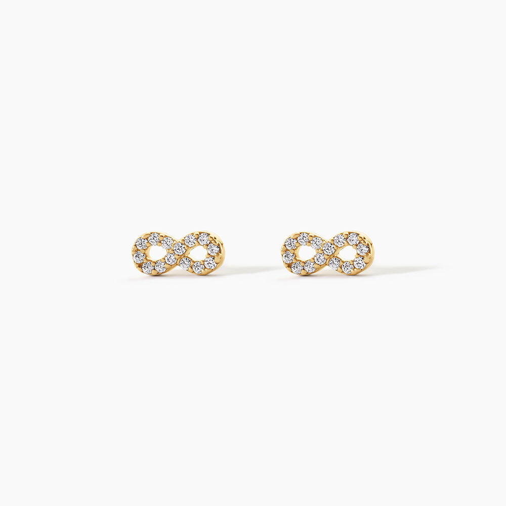 Boucles D'Oreilles Puces Fannelle Argent Dor&eacute; A L'Or 750/1000 Oxyde De Zirconium - Puces Femme | Marc Orian