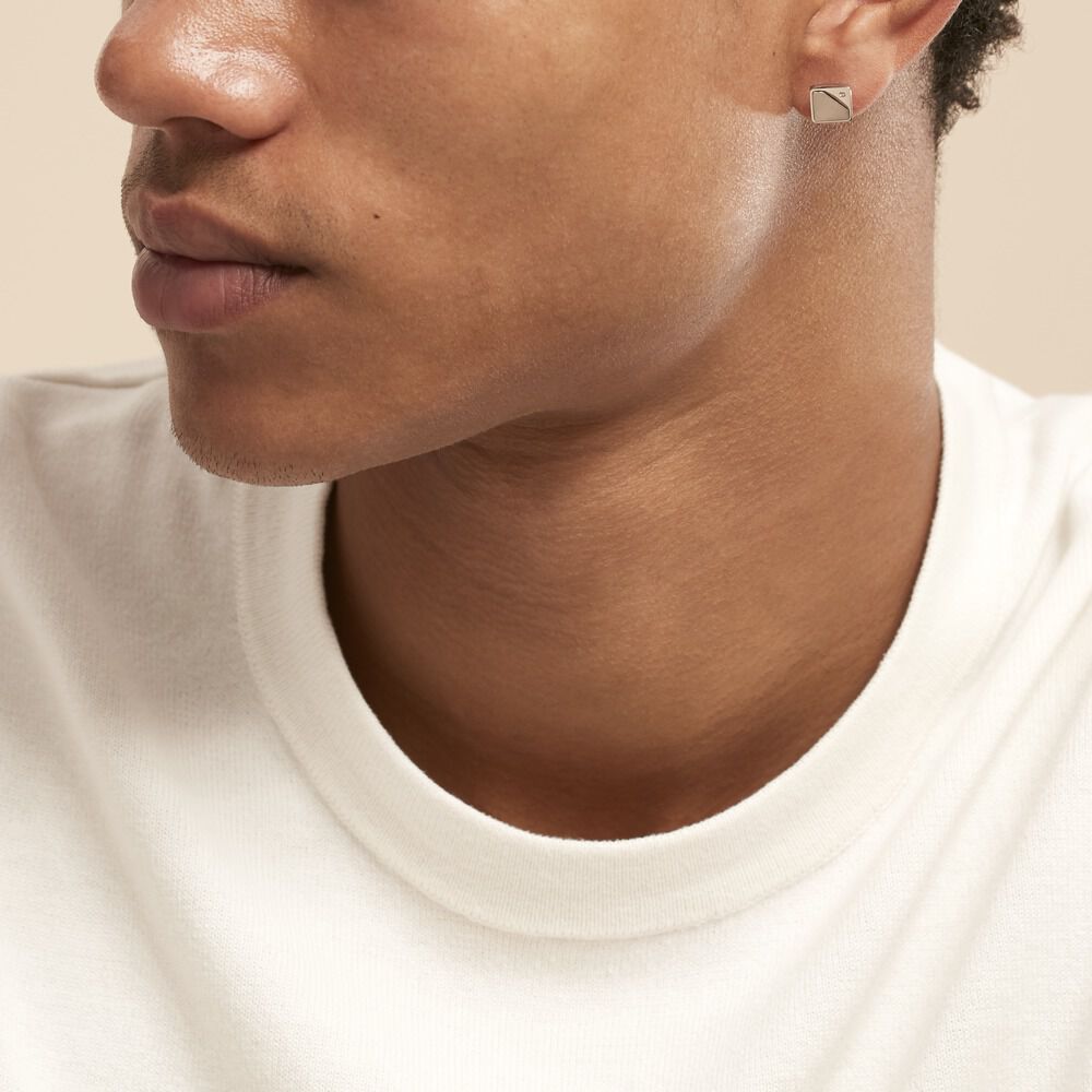 Boucle D'oreille Puce Unitaire Acier Blanc Tiago Diamant -  Homme | Marc Orian