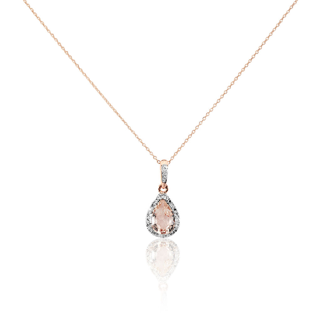 Collier Alice Or Rose Morganite Et Oxyde De Zirconium - Colliers avec pierres Femme | Marc Orian
