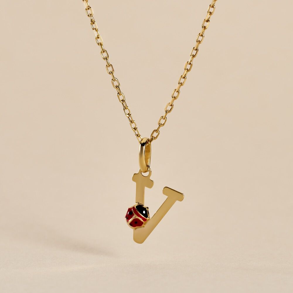 Pendentif Helidie Coccinelle Lettre Or Jaune - Pendentifs Enfant | Marc Orian