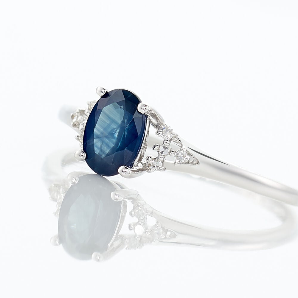 Bague Marie Or Blanc Saphir Et Diamant - Solitaires Femme | Marc Orian