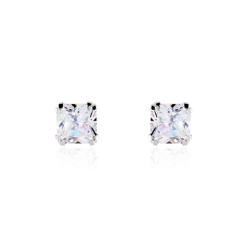 Boucles D'oreilles Puces Or Blanc Doreen Oxydes De Zirconium - Puces Famille | Marc Orian