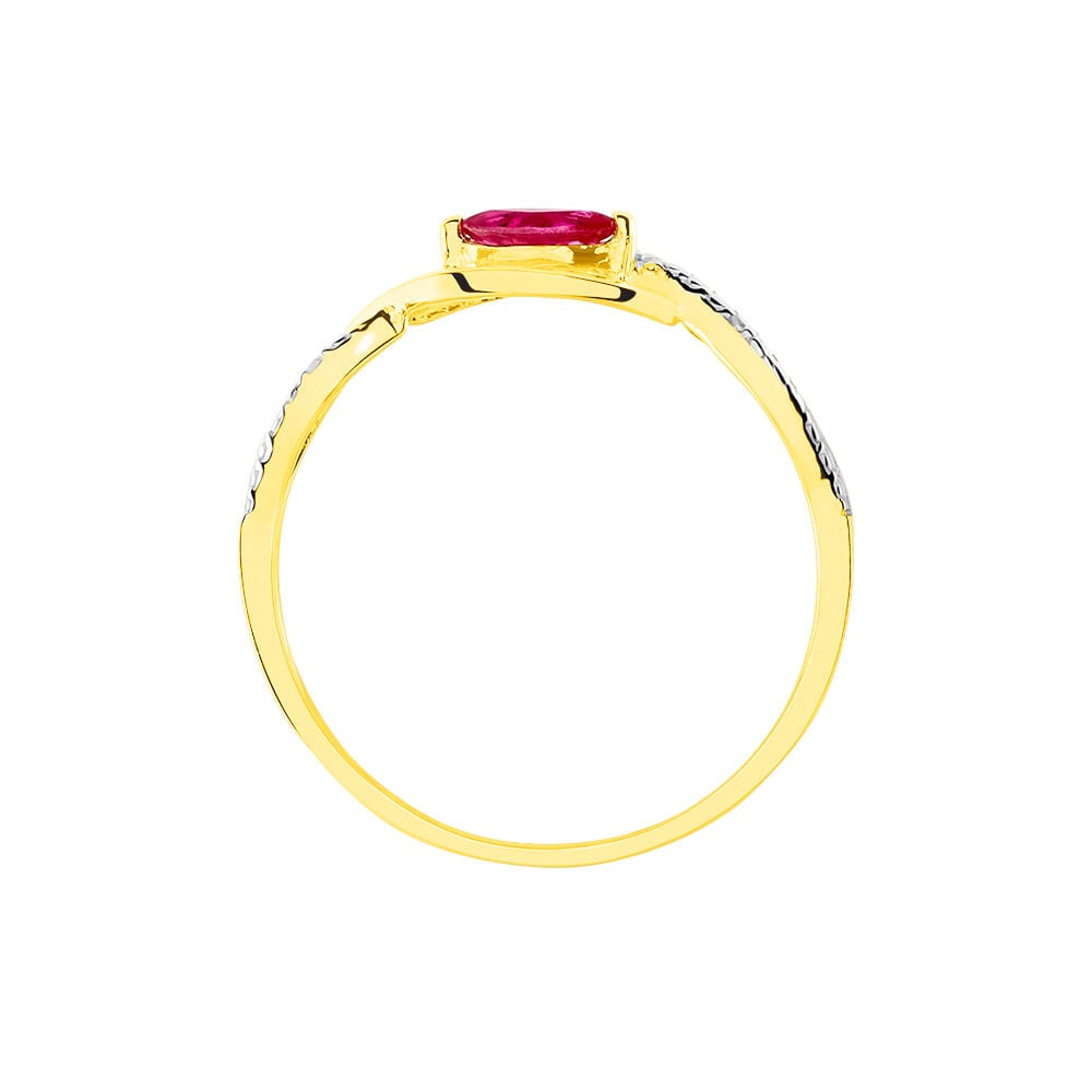 Bague Ondulation Or Bicolore Rubis Et Diamant - Bagues vintage Femme | Marc Orian