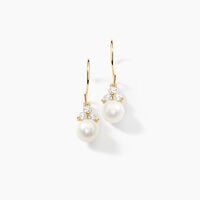 Boucles D'oreilles Pendantes Taissia Or Jaune Perle De Culture