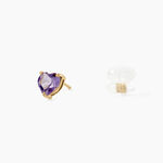 Boucles D'oreilles Puces Salona Or Jaune Amethyste Violet - Puces Femme | Marc Orian