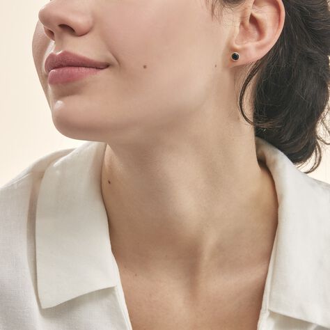 Boucles D'oreilles Puces Edy Serti Clos Or Jaune Saphir - Clous d'oreilles Femme | Marc Orian