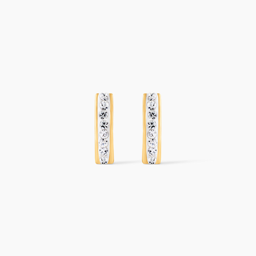 Boucles D'oreilles Puces Edme Barrettes Or Jaune Strass - Puces Femme | Marc Orian