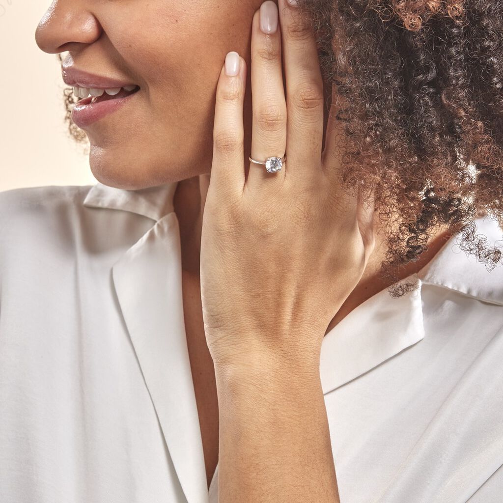 Bague Solitaire Abriel Or Blanc Oxyde De Zirconium - Bagues Solitaire Femme | Marc Orian