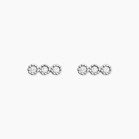 Boucles D'oreilles Puces Janys Argent Blanc Oxyde De Zirconium - Puces Femme | Marc Orian