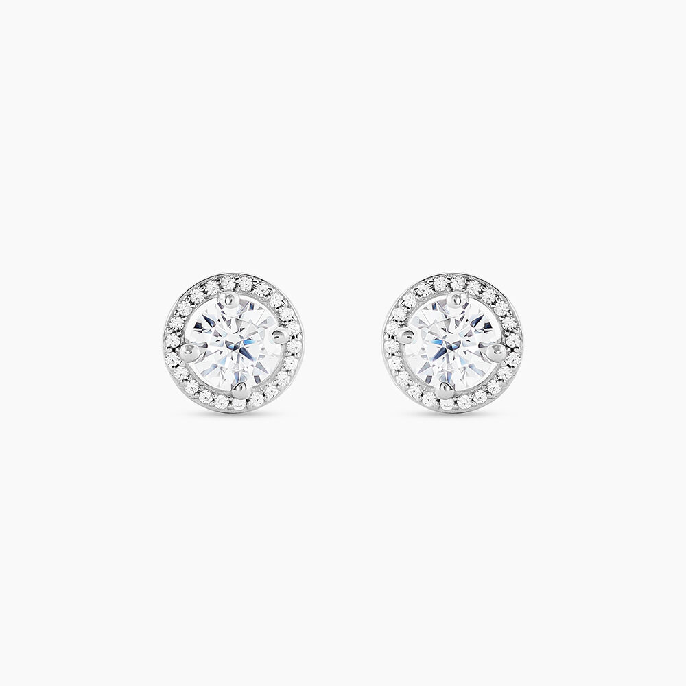 Boucles D'oreilles Puces Stelila Or Blanc Oxyde De Zirconium - Puces Femme | Marc Orian