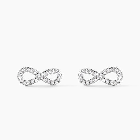 Boucles D'oreilles Puces Cl&eacute;lia Argent Blanc Oxyde De Zirconium - Puces Femme | Marc Orian