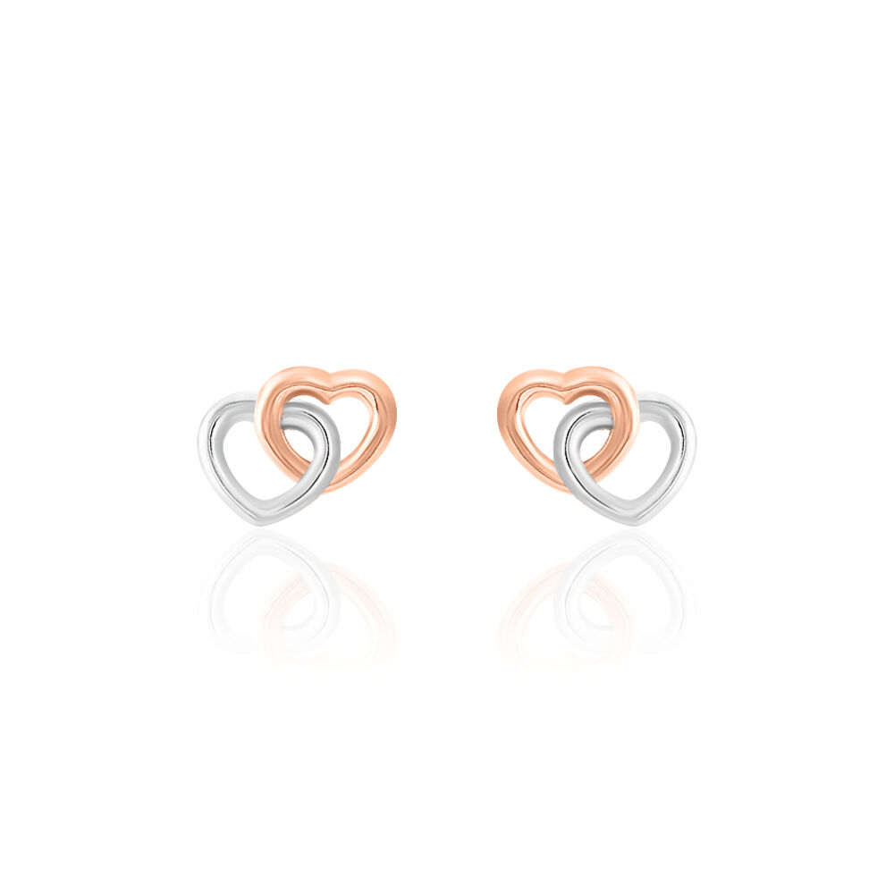Boucles D'oreilles Puces Donna Coeurs Ajoures Or Rose - Puces Femme | Marc Orian