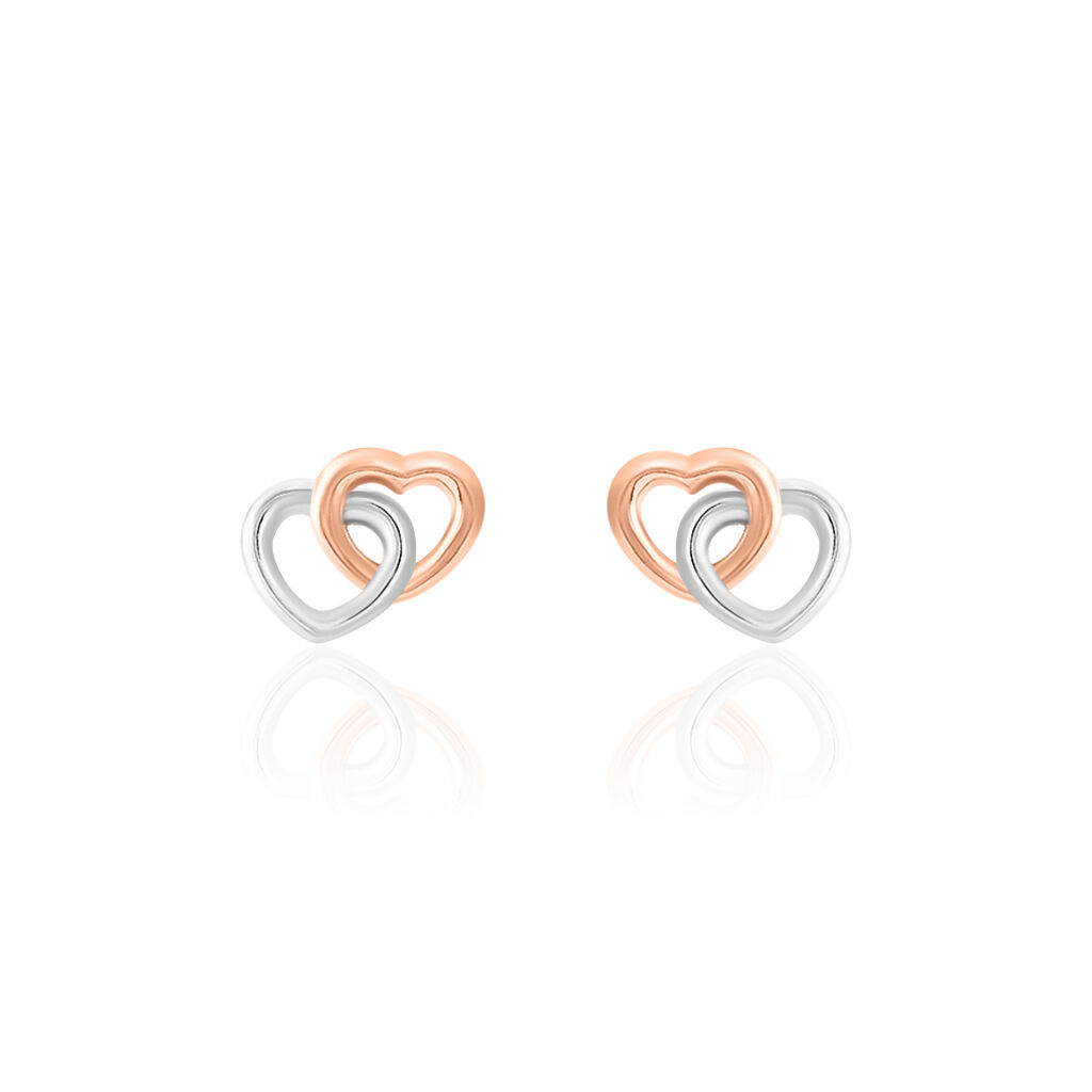 Boucles D'oreilles Puces Donna Coeurs Ajoures Or Rose - Puces Femme | Marc Orian