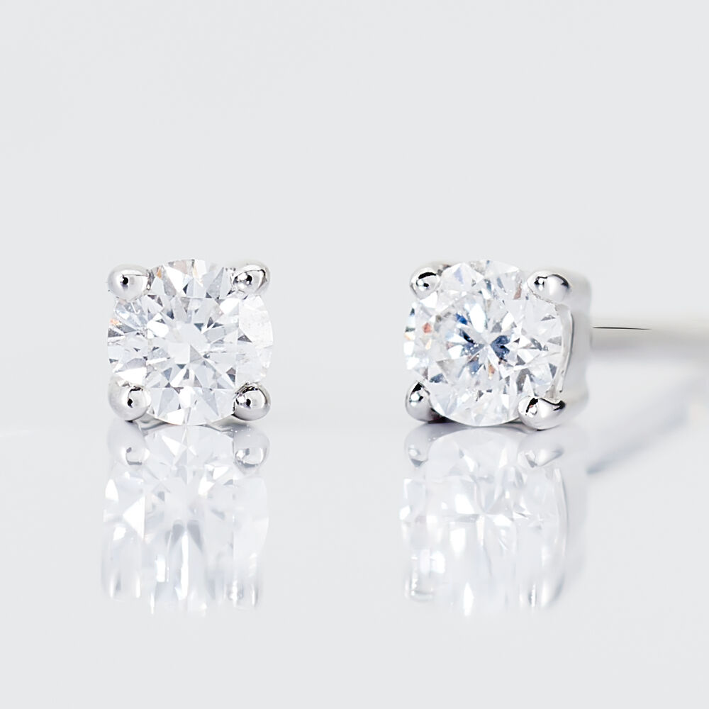 Boucles D'oreilles Puces Victoria Or Blanc Diamant - Puces Femme | Marc Orian