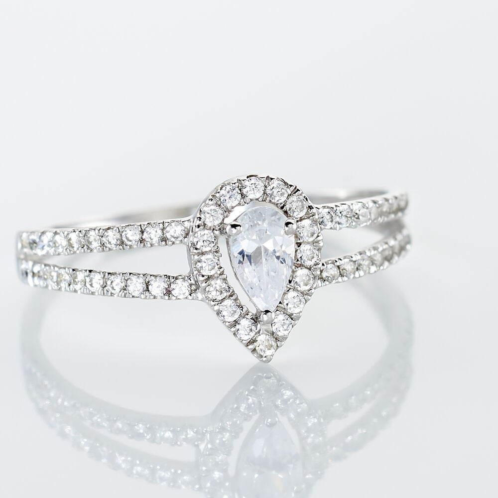 Bague Hildana Or Blanc Oxyde De Zirconium - Solitaires Femme | Marc Orian