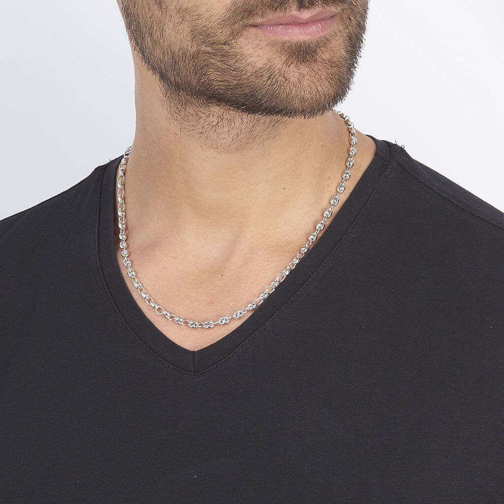 Collier Carrus Maille Grain De Cafe Argent Blanc - Chaines Homme | Marc Orian