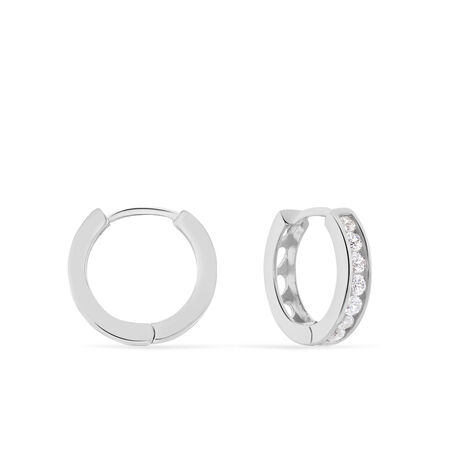 Créoles Anne-sixtine Argent Blanc Oxyde De Zirconium - Boucles d'oreilles Créoles Femme | Marc Orian