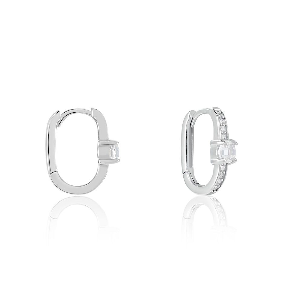 Créoles Francene Argent Blanc Oxyde De Zirconium - Créoles Femme | Marc Orian