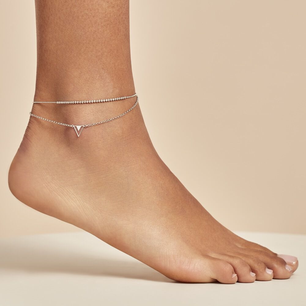 Chaîne De Cheville Azza Argent Blanc - Chaines de cheville Femme | Marc Orian