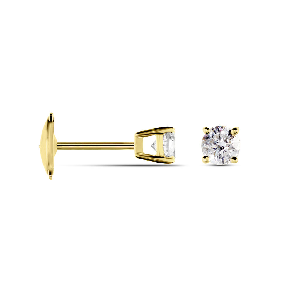 Boucles D'oreilles Puces Aphrodite Or Jaune Diamant - Puces Famille | Marc Orian