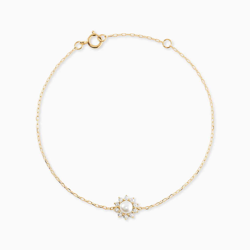 Bracelet Octavie Or Jaune Perle De Culture Oxyde De Zirconium - Bracelets cha&icirc;nes Femme | Marc Orian
