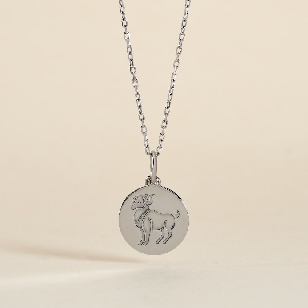Pendentif Zodiaque Rond Argent Blanc - Bijoux personnalis&eacute;s Famille | Marc Orian