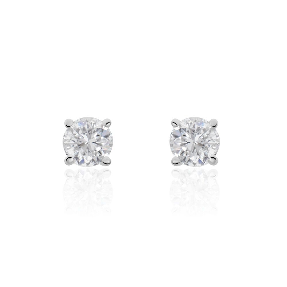 Boucles D'oreilles Puces Aphrodite Or Blanc Diamant - Puces Famille | Marc Orian