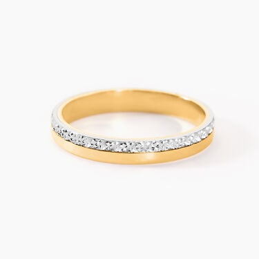 Alliance Fantaisie Diamantee Ruban Plat Or Bicolore