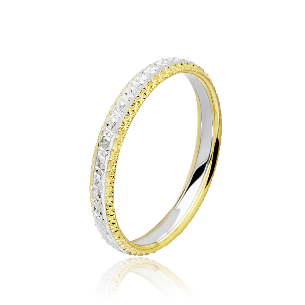 Alliance Multi Facettes Diamantee Demi Jonc Classique Or Bicolore - Alliances duo Unisex | Marc Orian