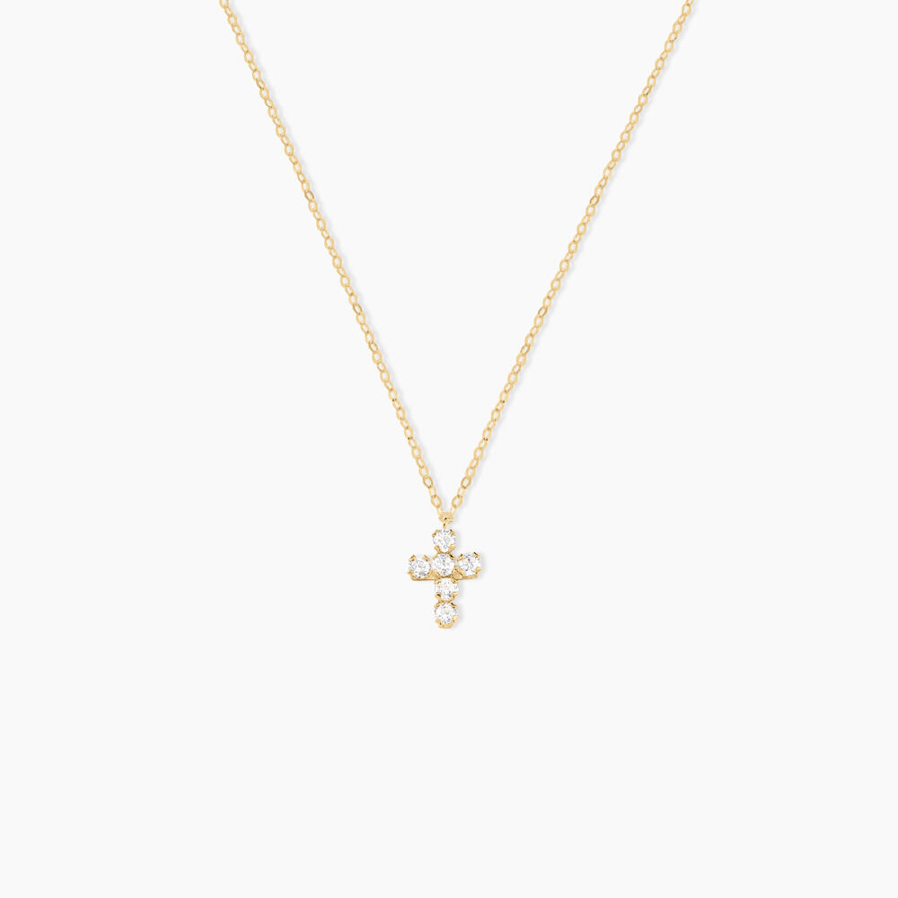 Collier Canice Croix Or Jaune Oxyde De Zirconium - Colliers avec pierres Famille | Marc Orian