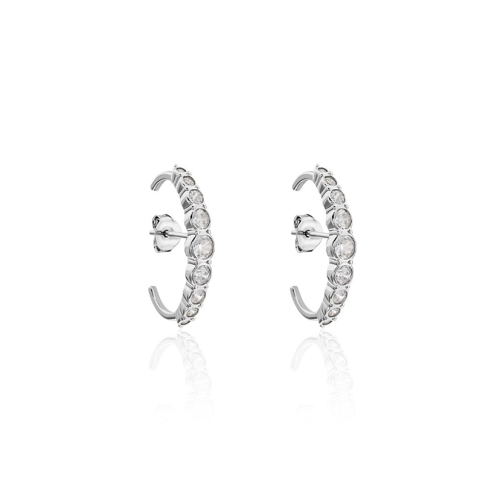 Boucles D'oreilles Liviu Argent Blanc Oxyde De Zirconium - Cr&eacute;oles Femme | Marc Orian