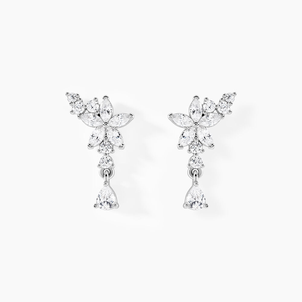 Boucles D'oreilles Pendantes Bertha Argent Blanc Oxyde De Zirconium - Pendantes Femme | Marc Orian
