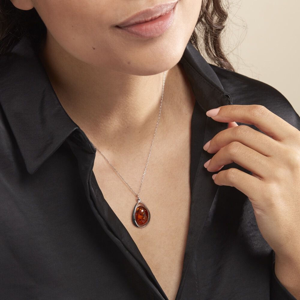 Collier Clemmy Argent Blanc Ambre - Colliers avec pierres Femme | Marc Orian