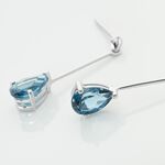 Boucles D'oreilles Pendantes Goutte Or Blanc Topaze Bleu London - Pendantes Femme | Marc Orian