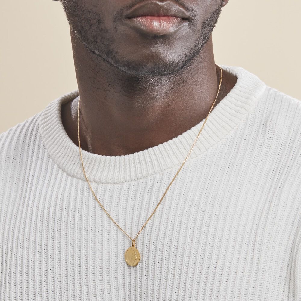 Pendentif Vierge Rond Strie Or Jaune - Médailles et médaillons Famille | Marc Orian
