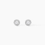 Boucles D'oreilles Puces Eden Serti Pneu Or Blanc Oxyde De Zirconium - Puces Femme | Marc Orian